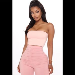 Fashion Nova Crossed Ties Crop Top in Pink Size L NWT
